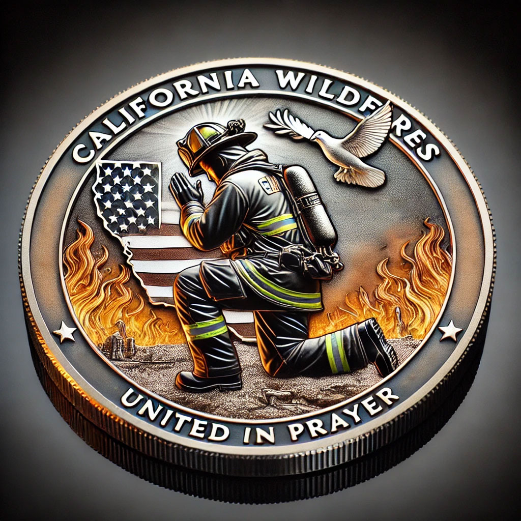 California fire prayer coin