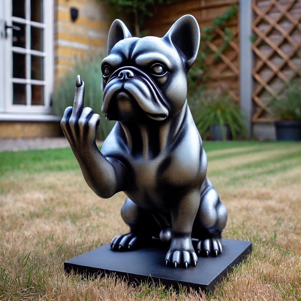 French Bulldog Middle Finger Sculpture