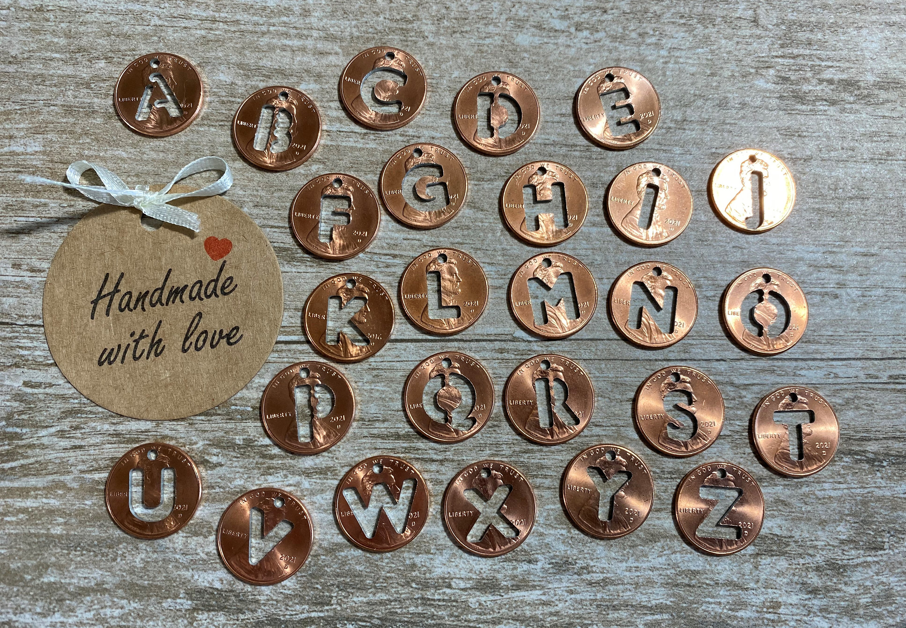 Lucky LETTERS Penny Keyring