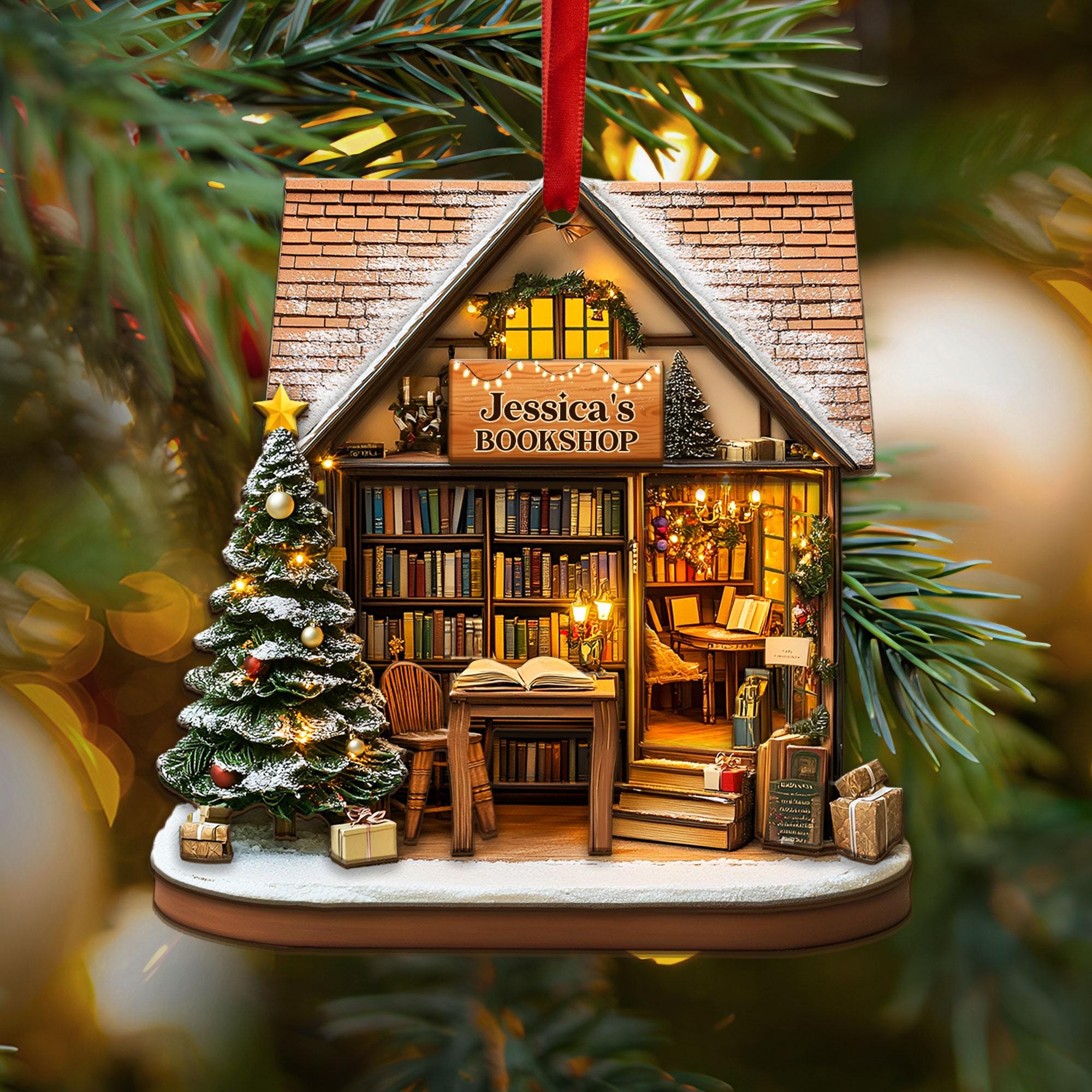 Bookstore 3 Layers Wooden Ornament