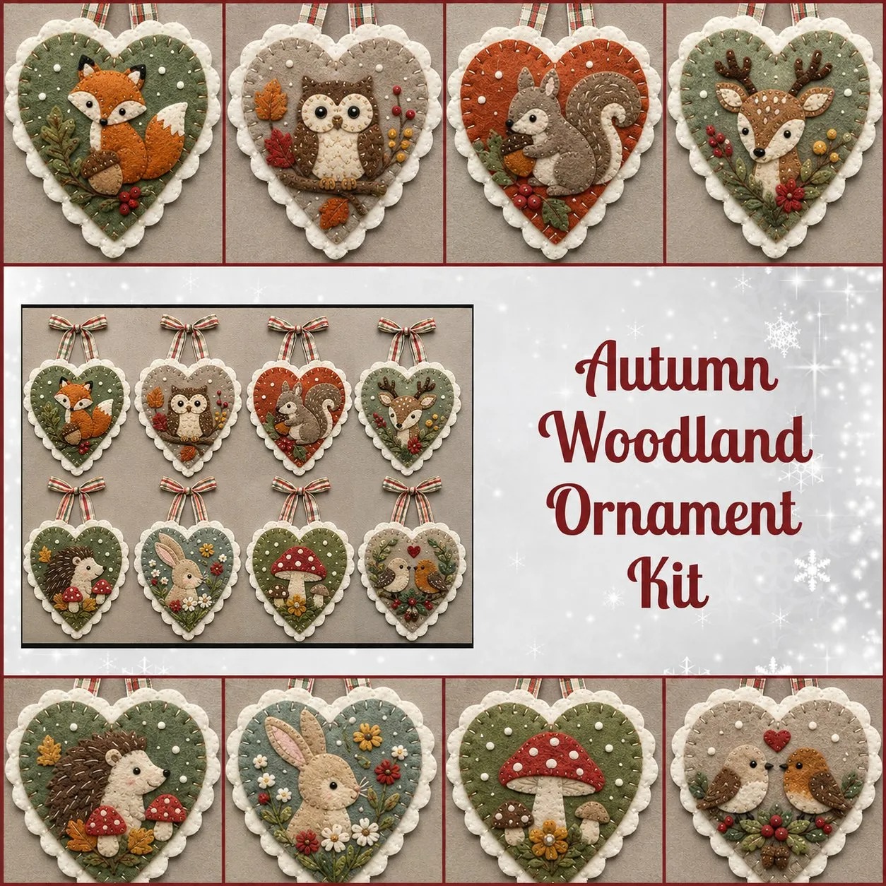 ⏳ Last Day 49% OFF – 🐦 Beginner-Friendly Winter Bird Felt Heart Ornament Sewing Kit Collection💕
