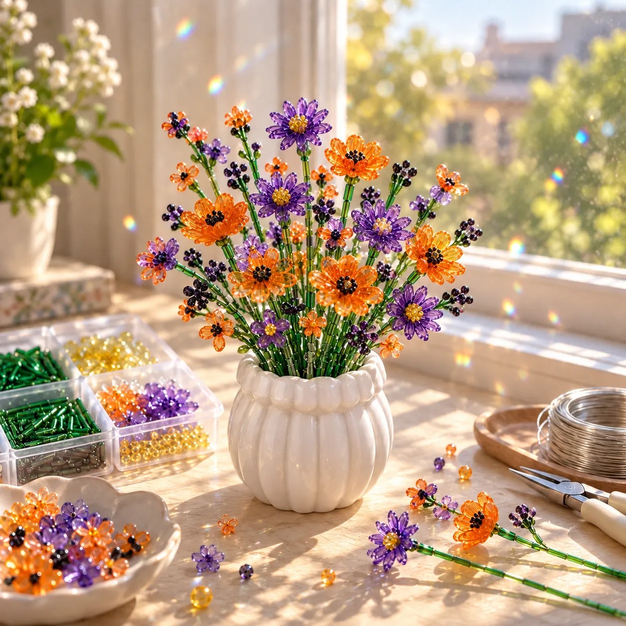 ⏳ Last Day 49% OFF –🌼✨DIY Beaded Wildflower Bouquet Kit – Handmade Crystal Flower Craft Set🌸✨
