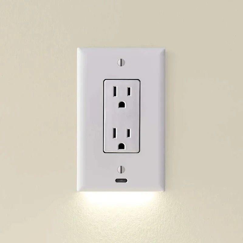 Outlet Cover with Integrated LED Night Light