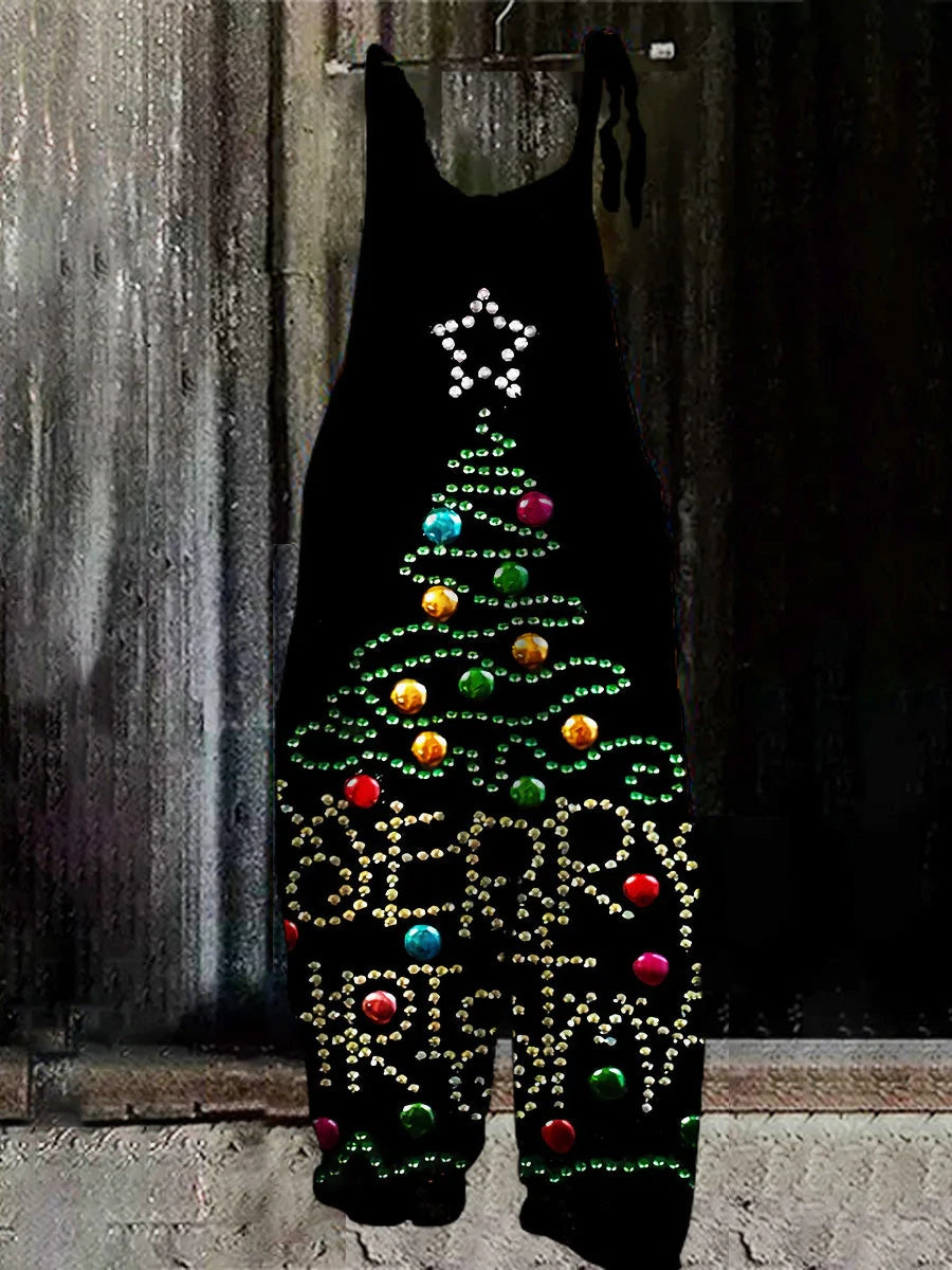 Christmas Print Casual Jumpsuit( Buy any 5 items of all products and get 1 item for free)