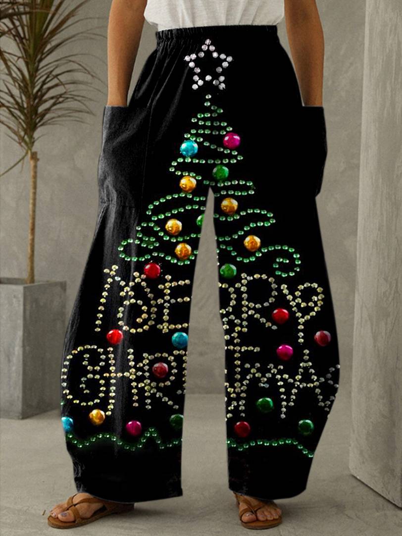 Christmas Print Casual Loose Pants( Buy any 5 items of all products and get 1 item for free)