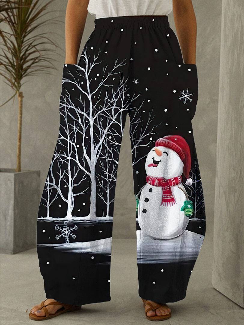 Christmas snowman Print Casual Pants（ Buy any 5 items of all products and get 1 item for free）