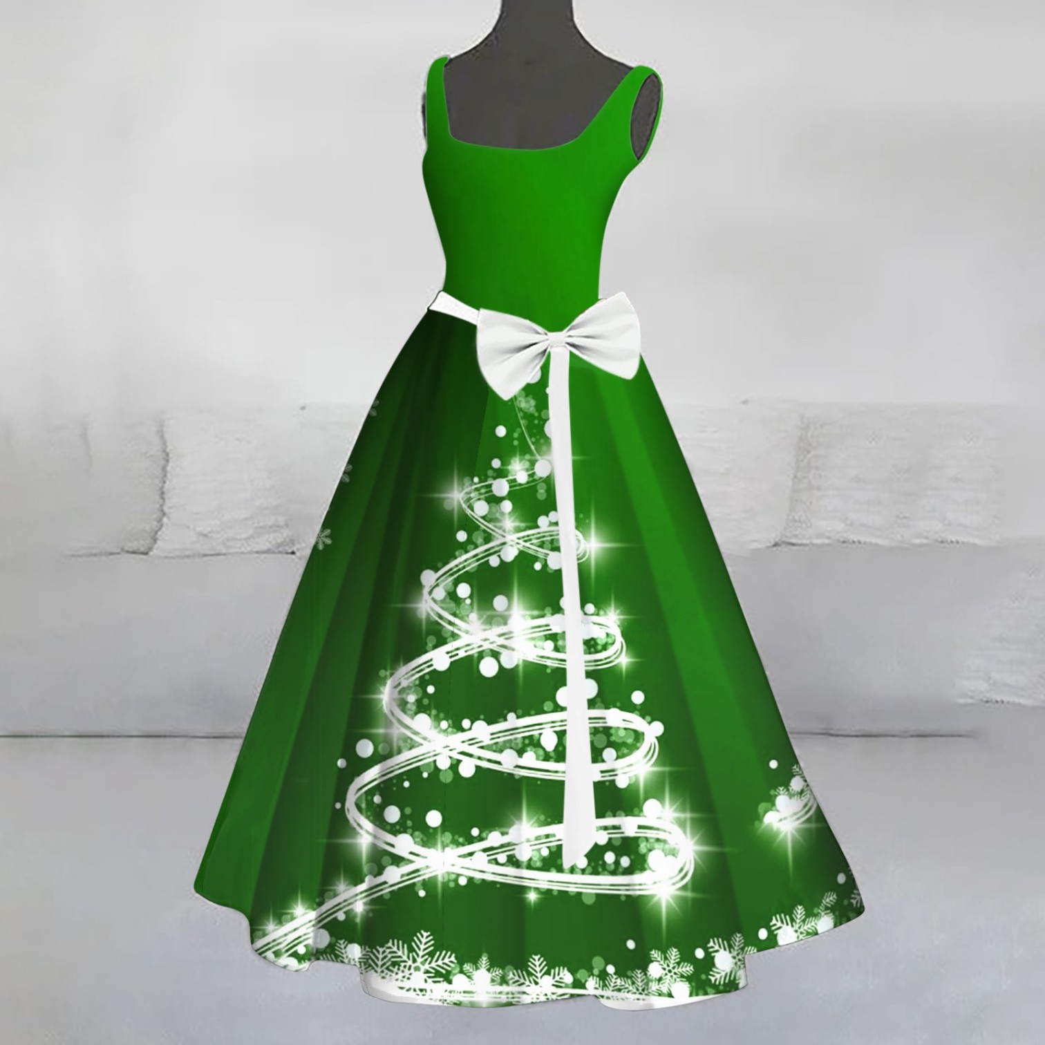 Women's Christmas Printed Long Dress