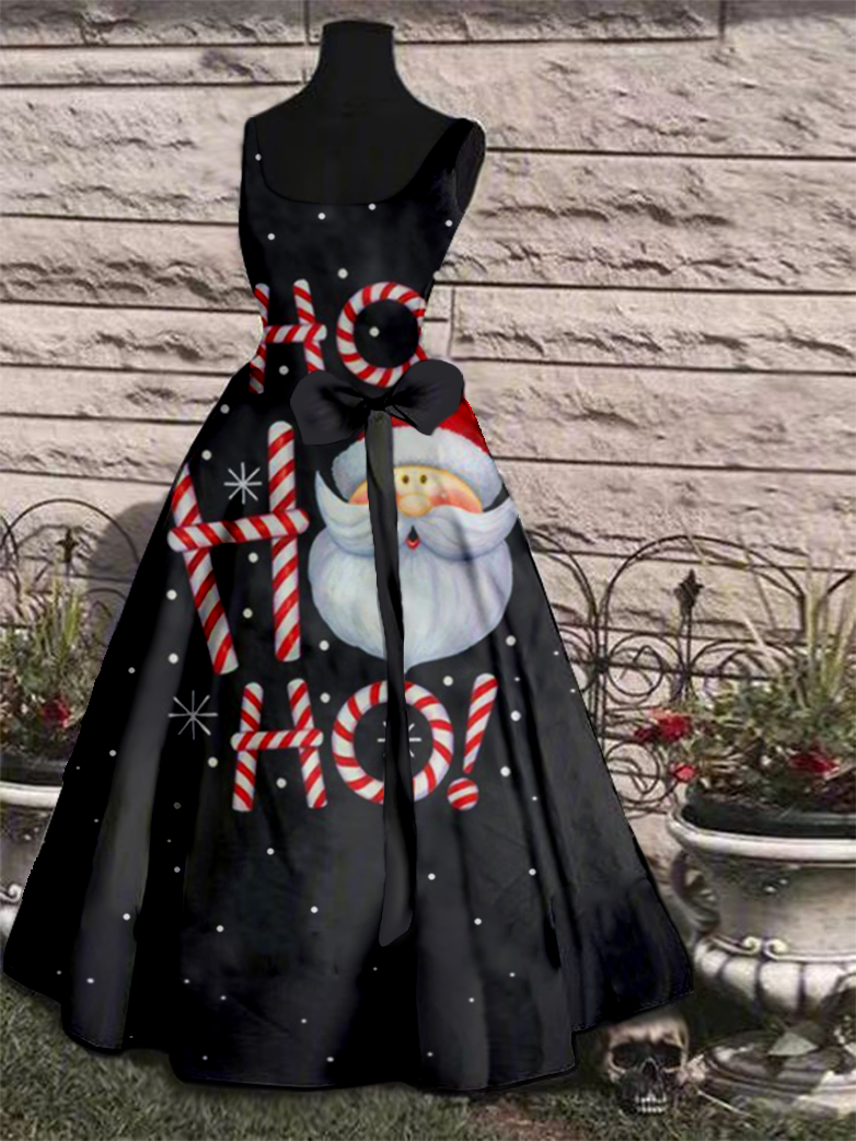 Women's Santa Claus Printed Long Dress