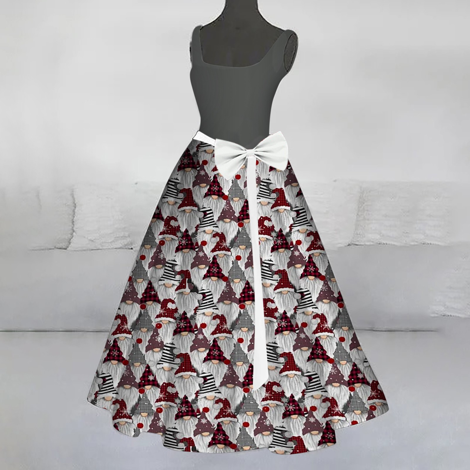 Women's Christmas Dwarf Printed Long Dress