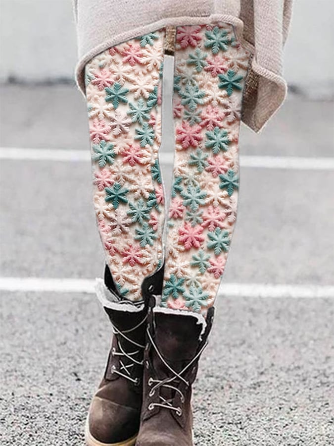 Women's Snowflake Print Flannel Leggings