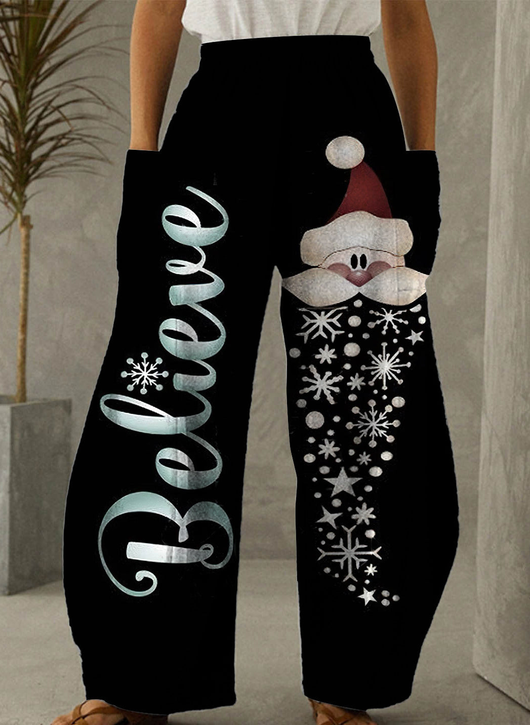 Christmas Santa Claus Print Casual Pants( Buy any 5 items of all products and get 1 item for free)