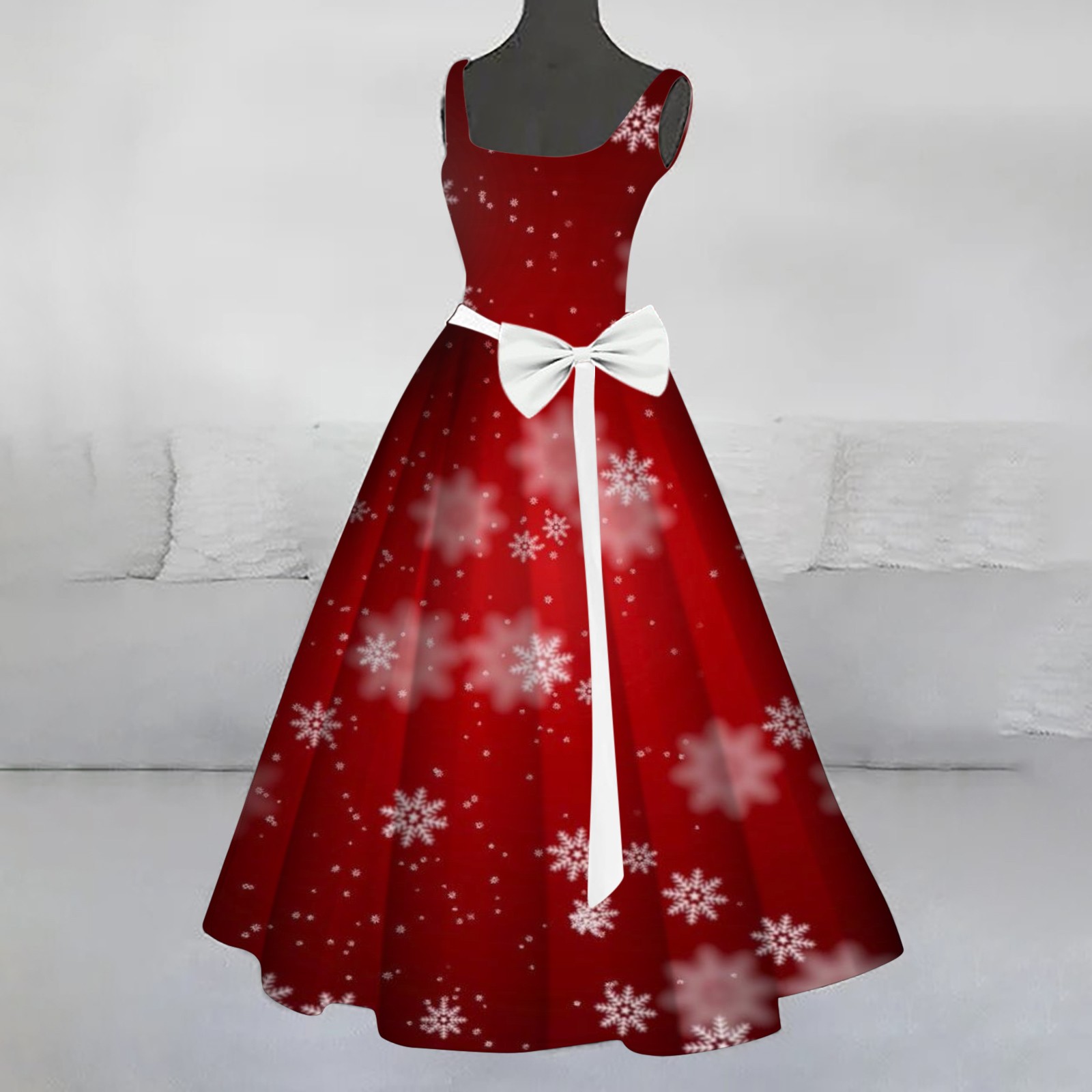 Women's Vintage Christmas Printed Long Dress
