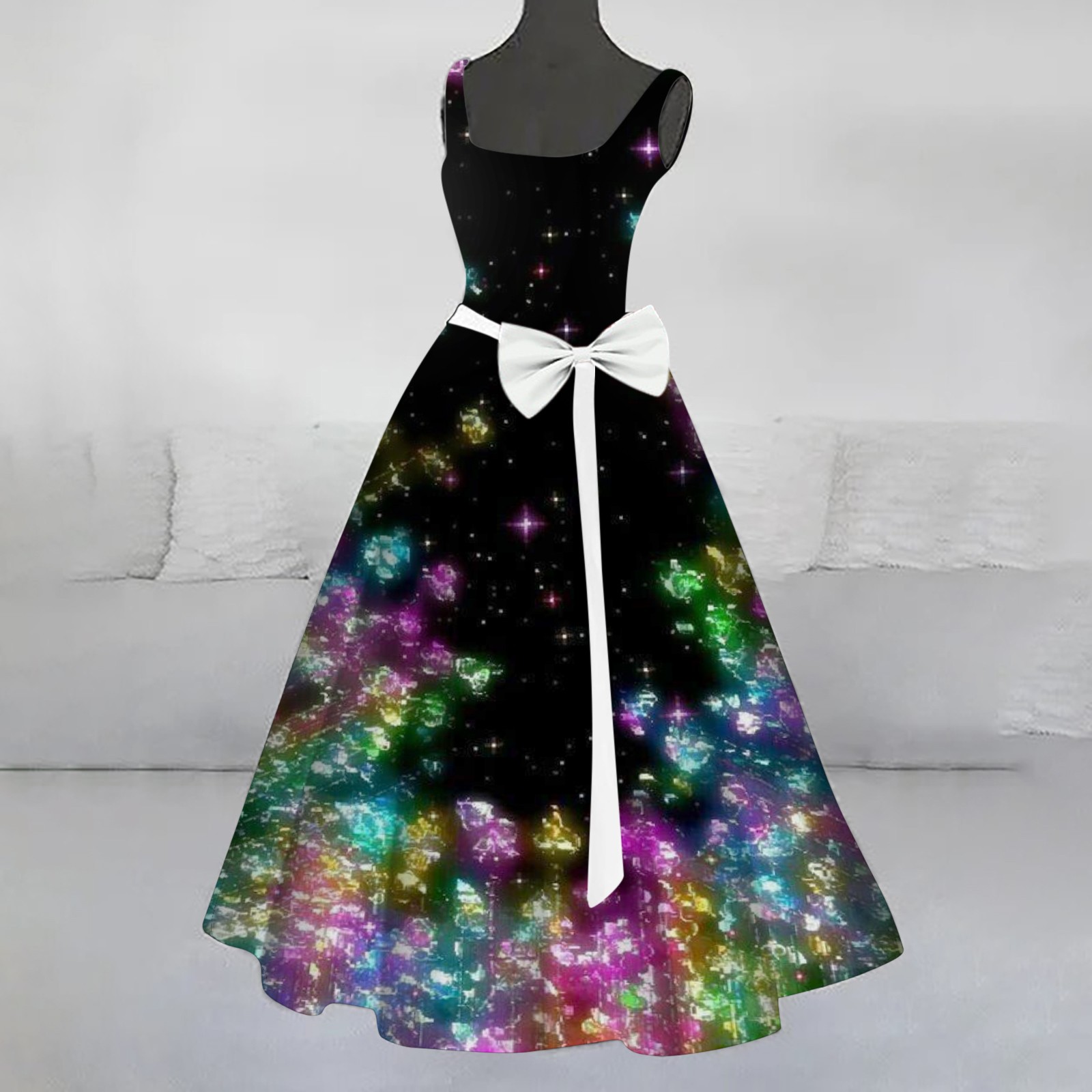Women's Flash Vintage Christmas Element Printed Long Dress