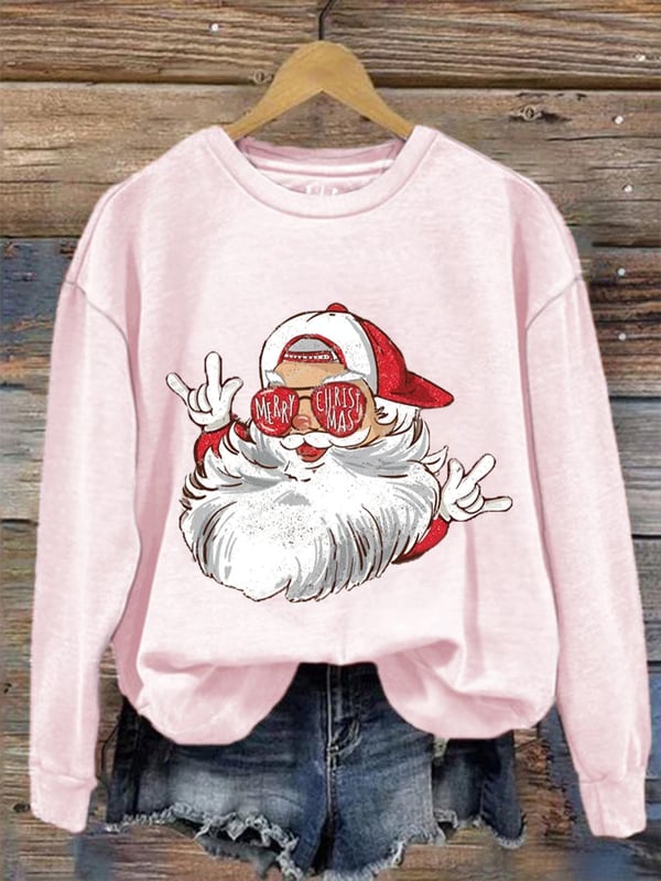 Women's Merry Christmas Santa Claus Printed Sweatshirt