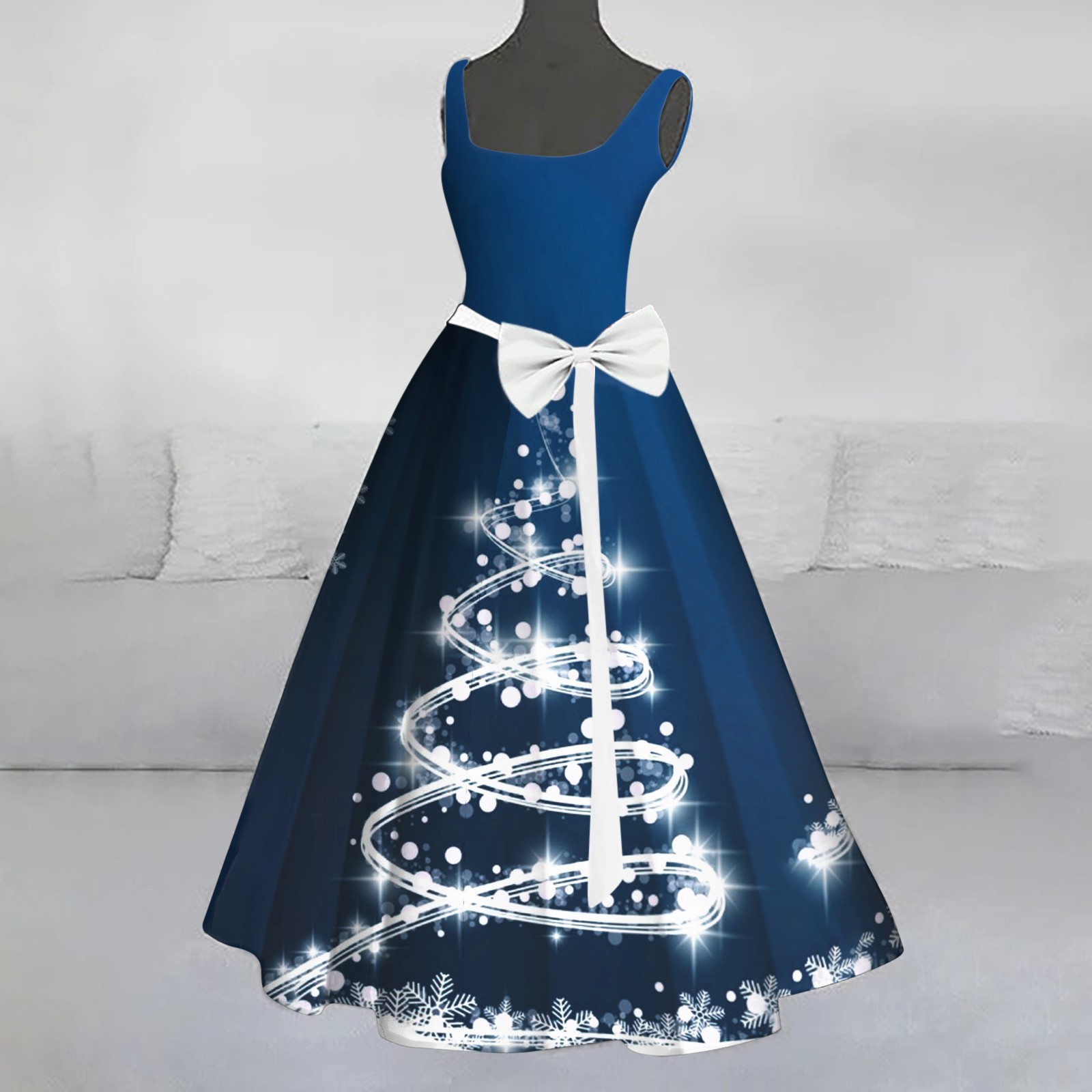 Women's Christmas Element Printed Long Dress