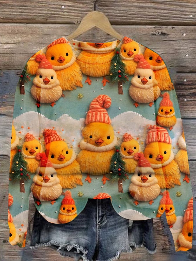 Women's Christmas Print Casual Long Sleeve Sweatshirt