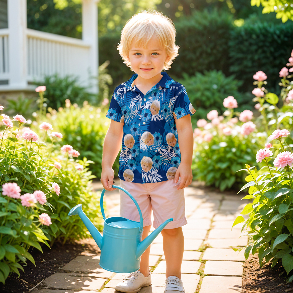 Tropical Blues - Custom Kids Unisex Hawaiian Shirt - MyhawaiianshirtsUK