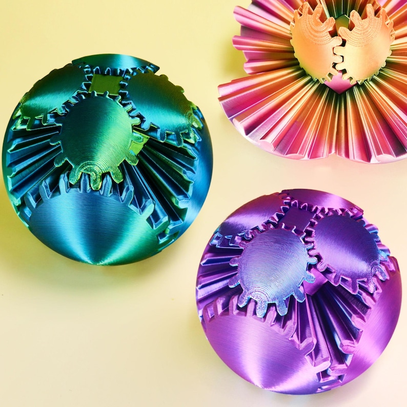 3D Printed Gear Ball Sphere Fidget-Transformable Desk Toy, Colorful Gradient, Christmas Birthday Cool Gifts for Dad Kids boy girl Ruvenbal - MyhawaiianshirtsUK