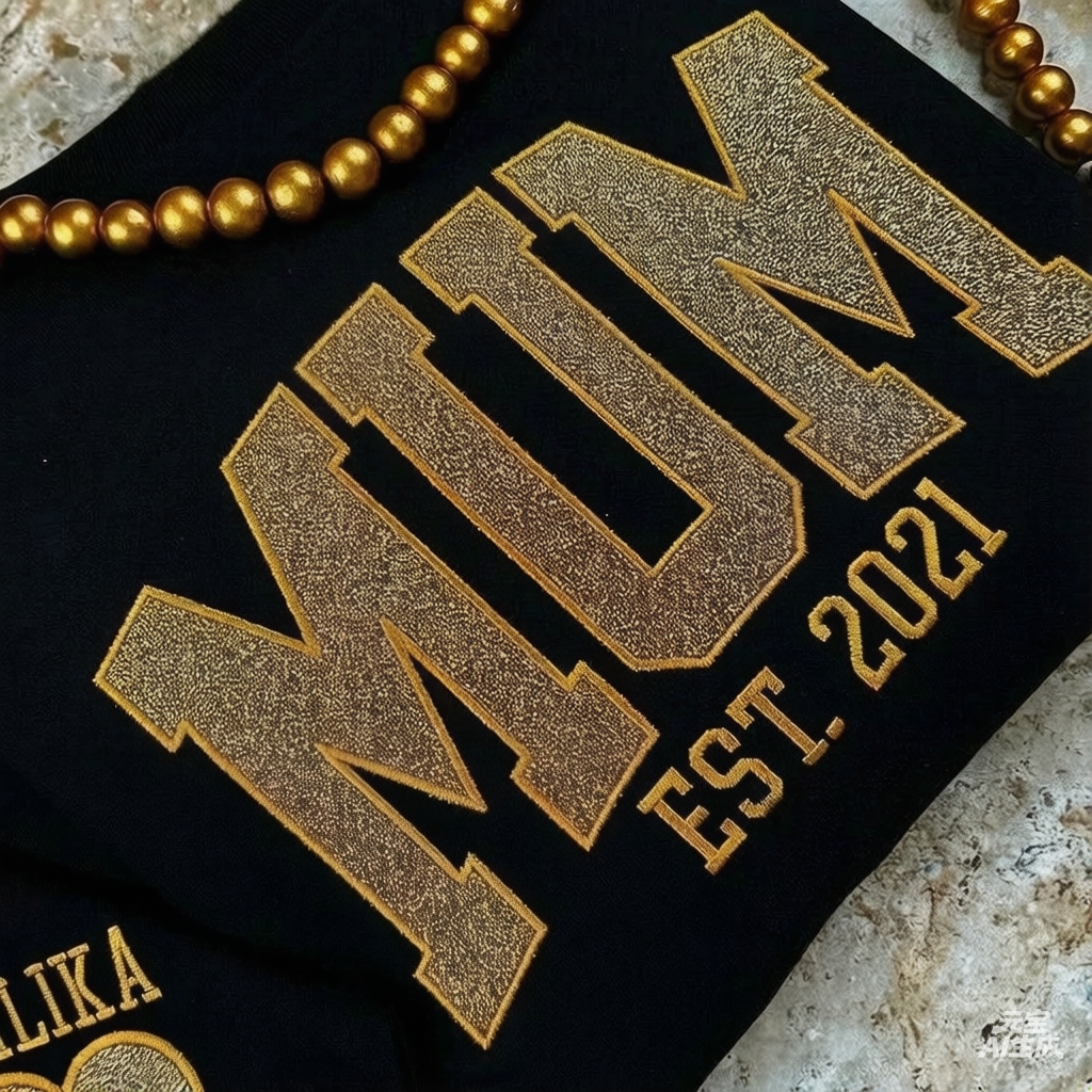 Custom Embroidered Glitter Vinyl MAMA Sweatshirt Hoodie Gift For Mum & Grandma