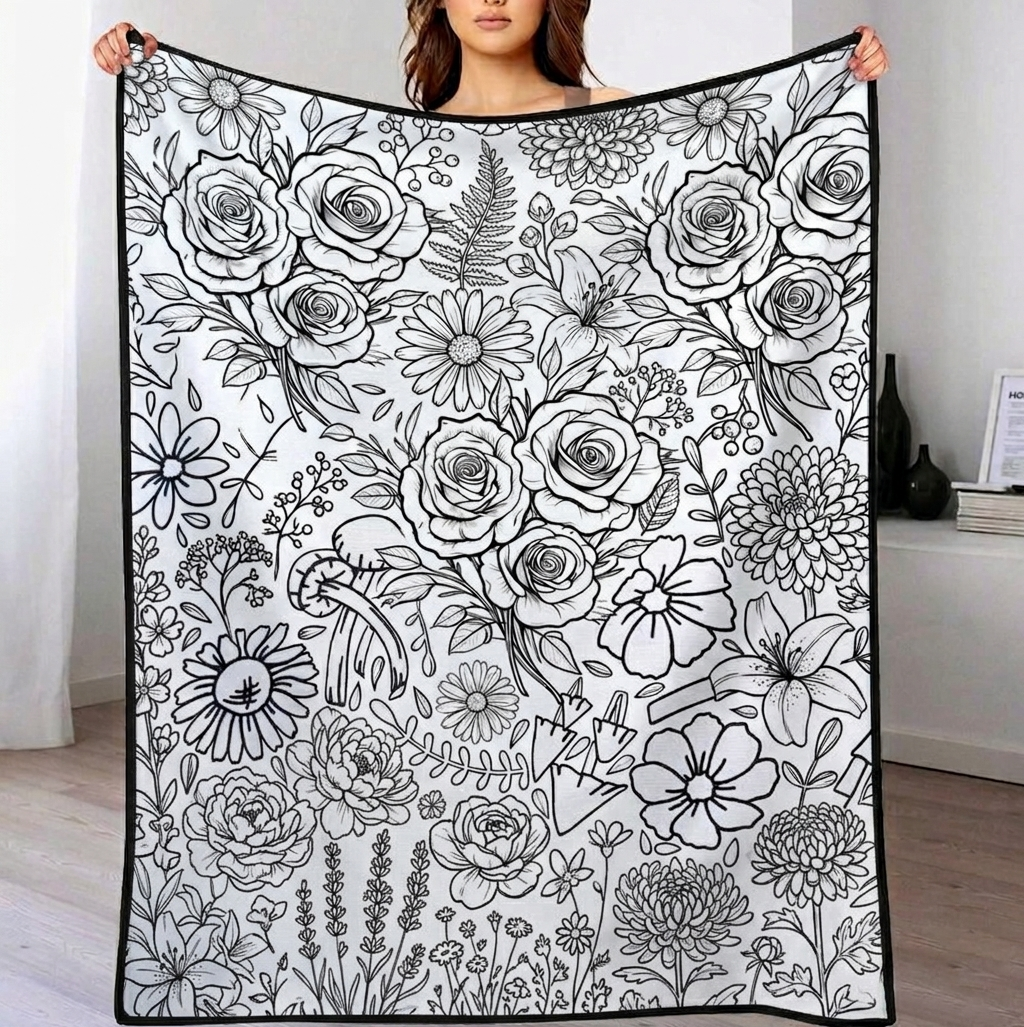 DIY Creative Art Throw Blanket,Various Flowers, Customizable Washable Colorfast Art Blanket for Kids & Adults - MyhawaiianshirtsUK