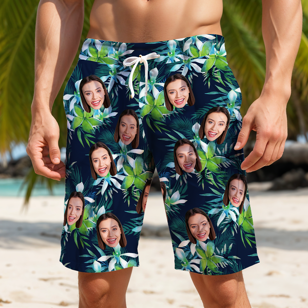 Emerald Blossom - Men's Custom Beach Trunks - MyhawaiianshirtsUK