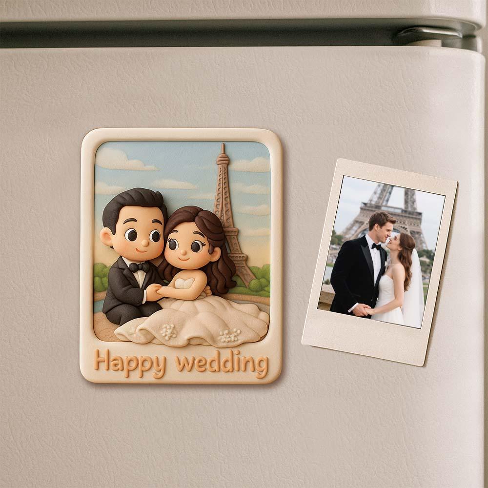 Custom Couple Cartoon Fridge Magnet from Photo Personalized 3D Mini Character Gift for Boyfriend or Girlfriend - MyhawaiianshirtsUK