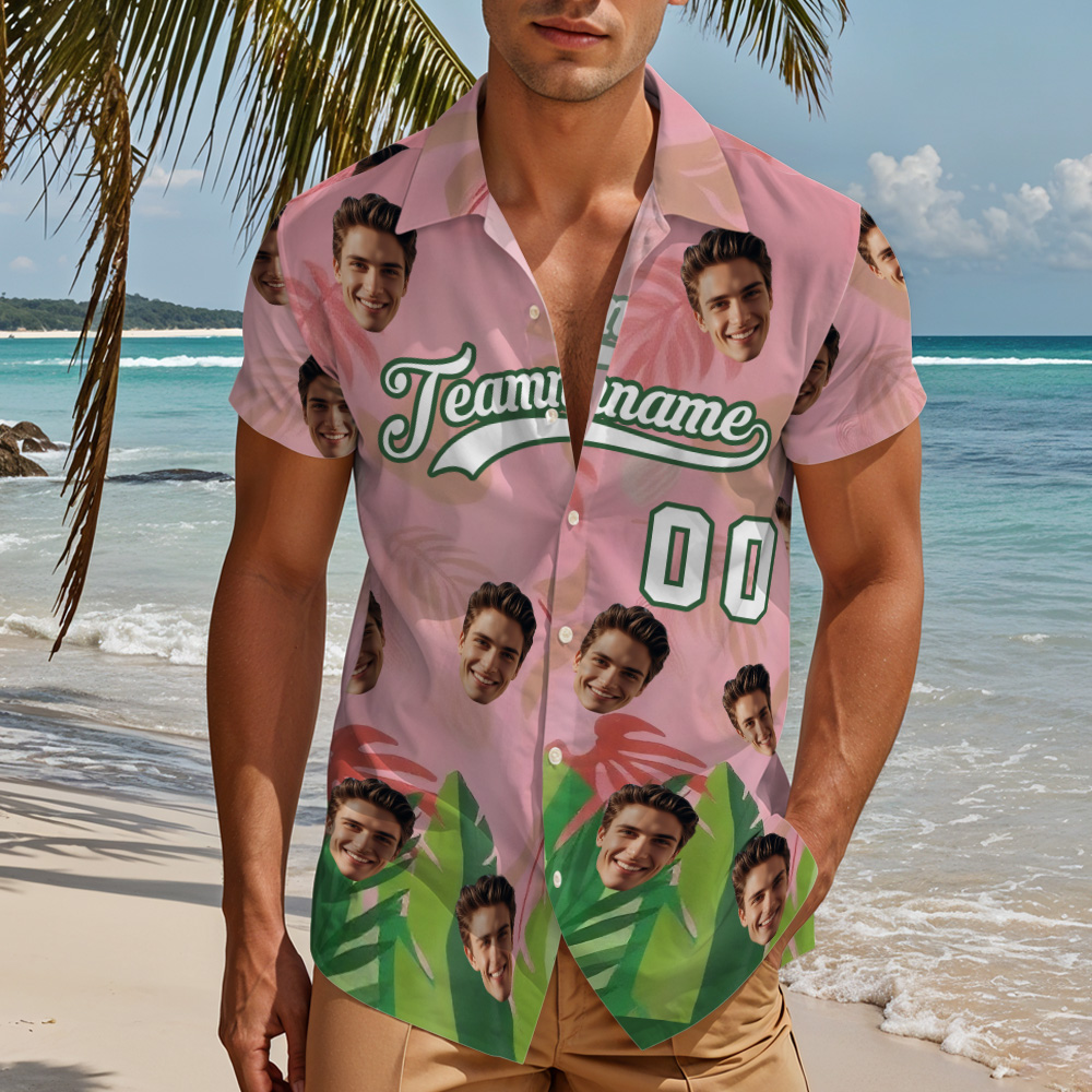 Custom Hawaiian Shirt Tropical Print Beach Shirt with Personalized Text & Digits - MyhawaiianshirtsUK