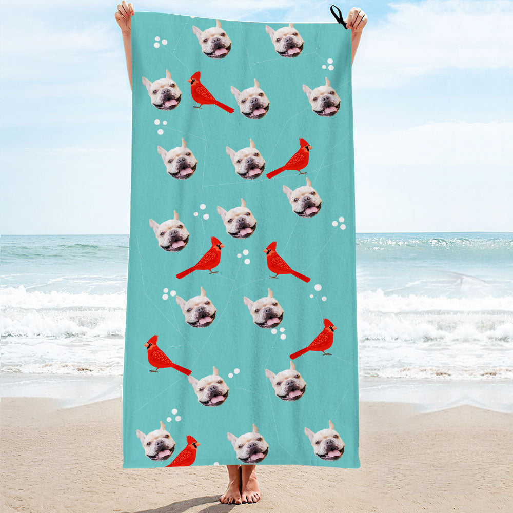 Custom Dog Faces Beach Towel Personalized Photo Beach Towel Funny Gift - MyhawaiianshirtsUK