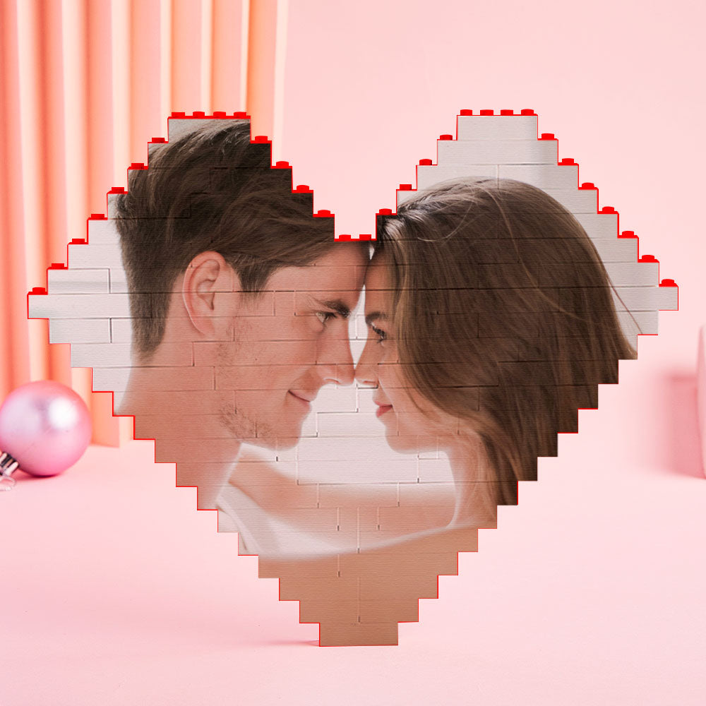 Custom Photo Building Bricks Personalised Printed Heart Block - MyhawaiianshirtsUK