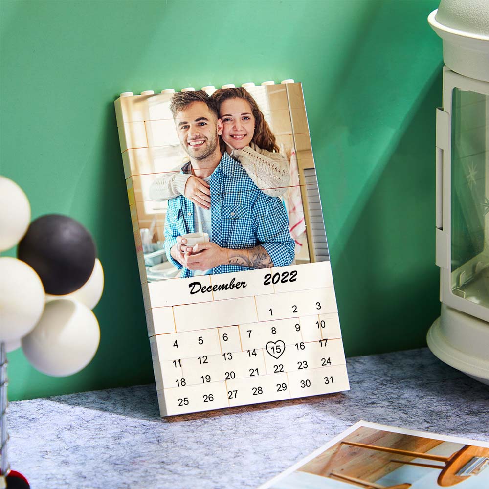 Personalised Photo Building Block Custom Calendar Important Date Gifts for Him - MyhawaiianshirtsUK