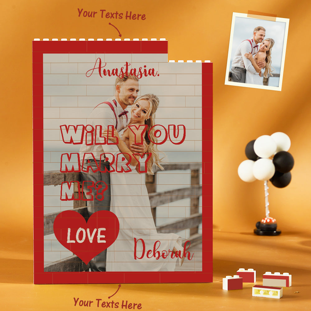 Custom Building Block Puzzle Vertical Building Photo Brick Will You Marry Me - MyhawaiianshirtsUK