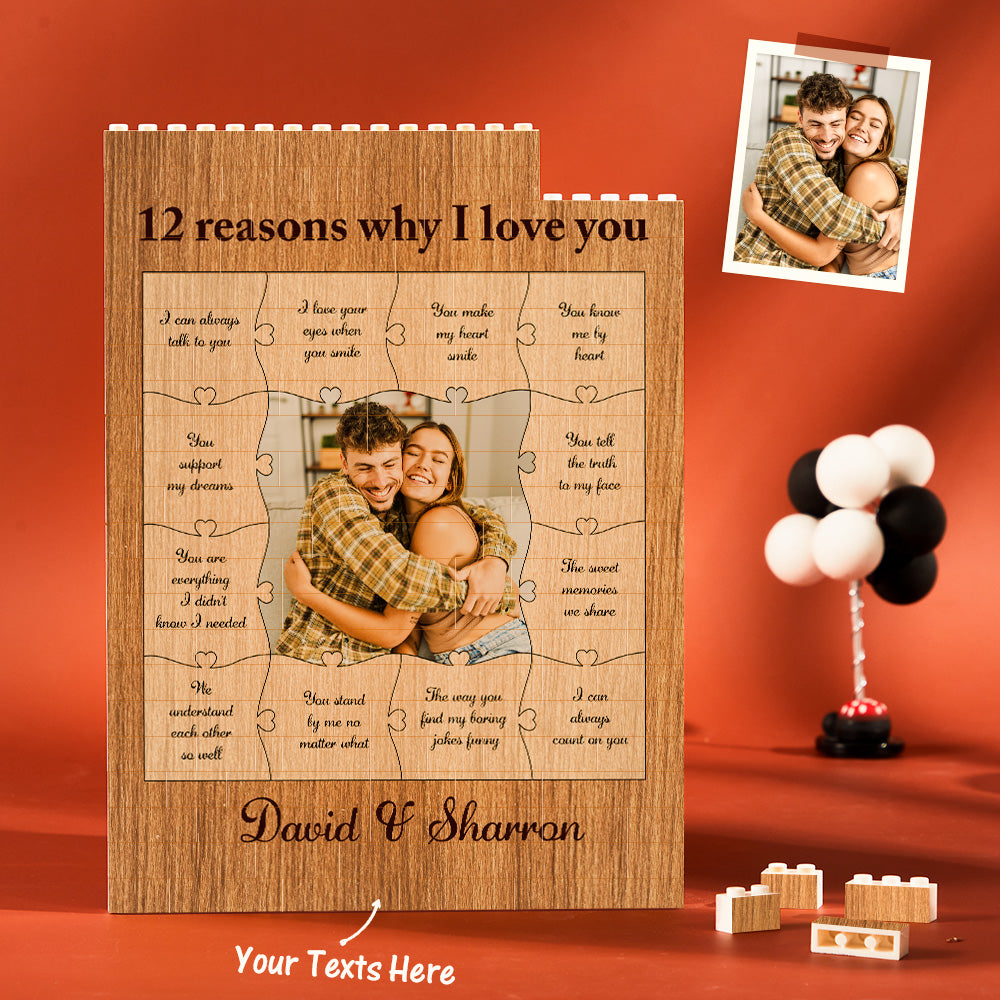 12 Reasons Why I Love You Personalised Photo Building Block Gifts for Her/Him - MyhawaiianshirtsUK