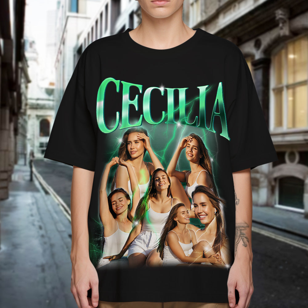 Custom Photo Vintage Tee Personalized Name T-shirt Girlfriend Shirt - MyFaceSocks