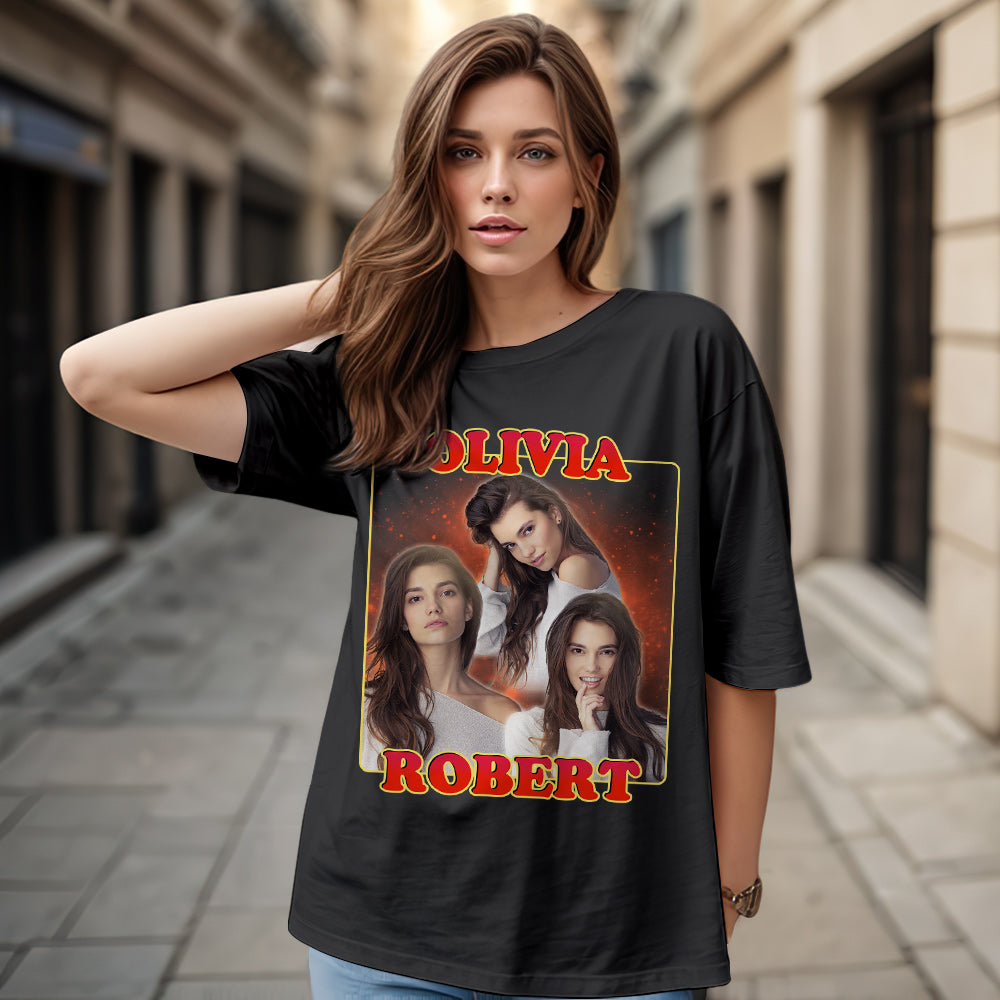 Custom 90s Bootleg Vintage Rap T Shirt Personalized Name And Photo T-shirt - MyhawaiianshirtsUK