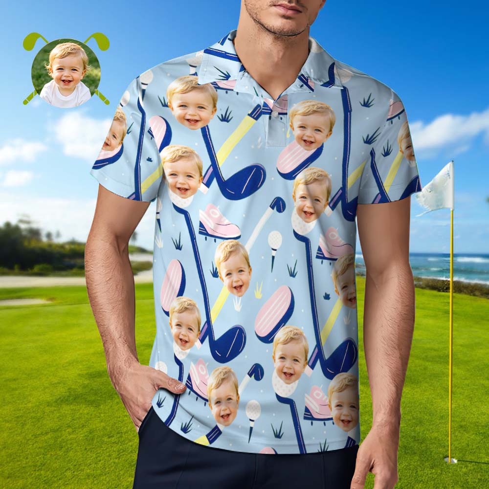 Custom Face Polo Shirt for Golfer,Face on shirt gifts for husband,Personalized Short Sleeve Golf Shirt,Custom Polo for Golfer