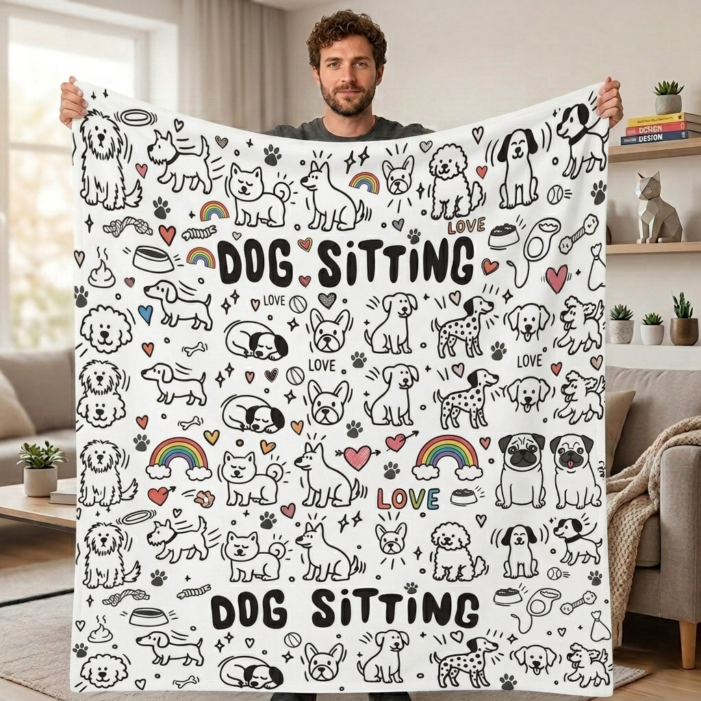 DIY Drawing Blanket Doodle Cats & Dogs Pet Blankets, Customizable Washable Art Blankets for Cat Lovers - MyhawaiianshirtsUK