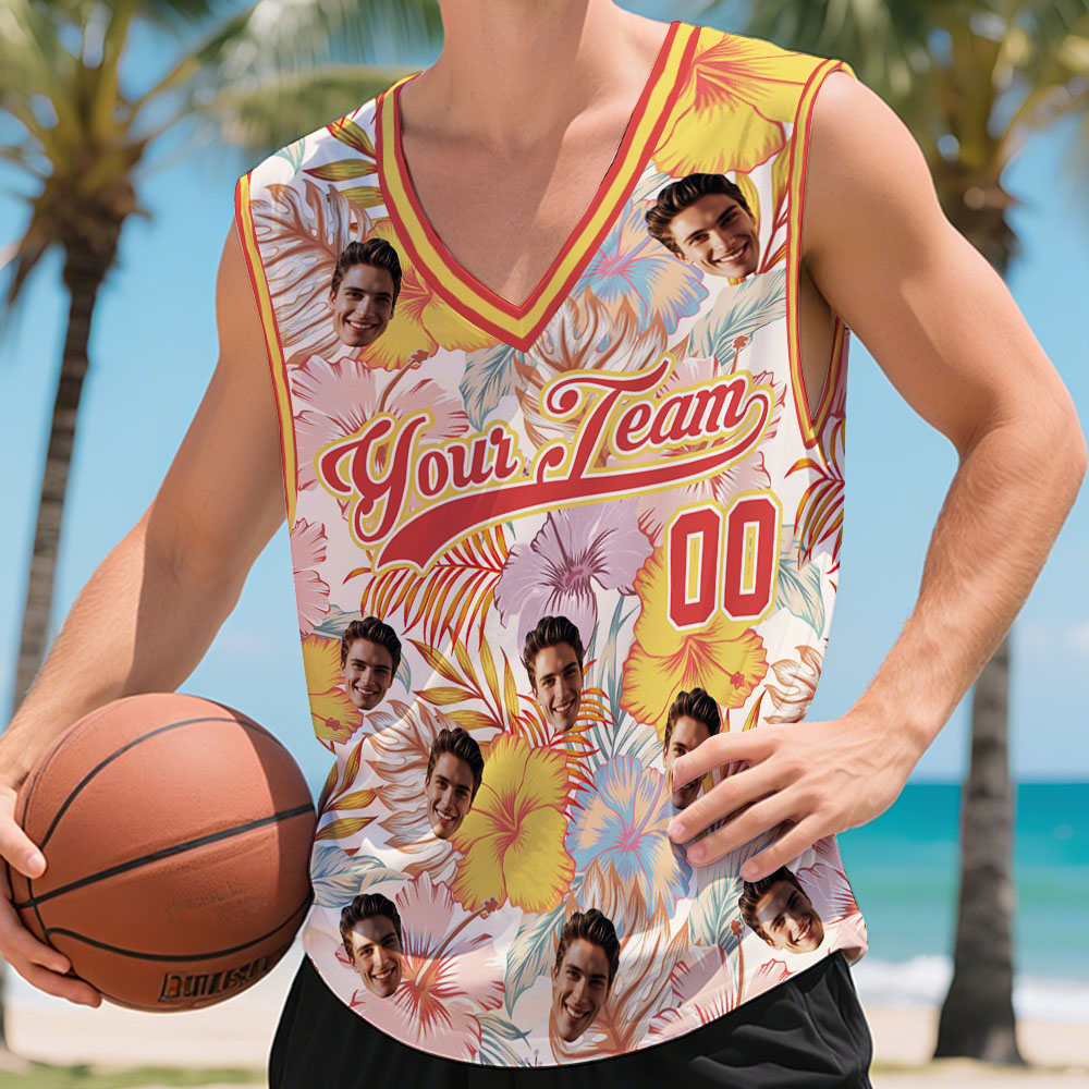 Custom Summer Tropics Basketball Jersey Personalized Name & Number Athletic Tank - MyhawaiianshirtsUK