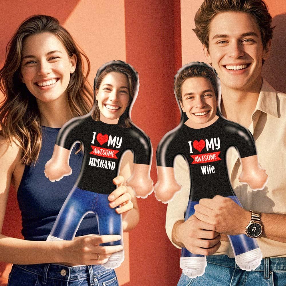 Custom Couple Blow Up Doll Face Inflatable Air Minime Gift For Couple With Text - MyhawaiianshirtsUK