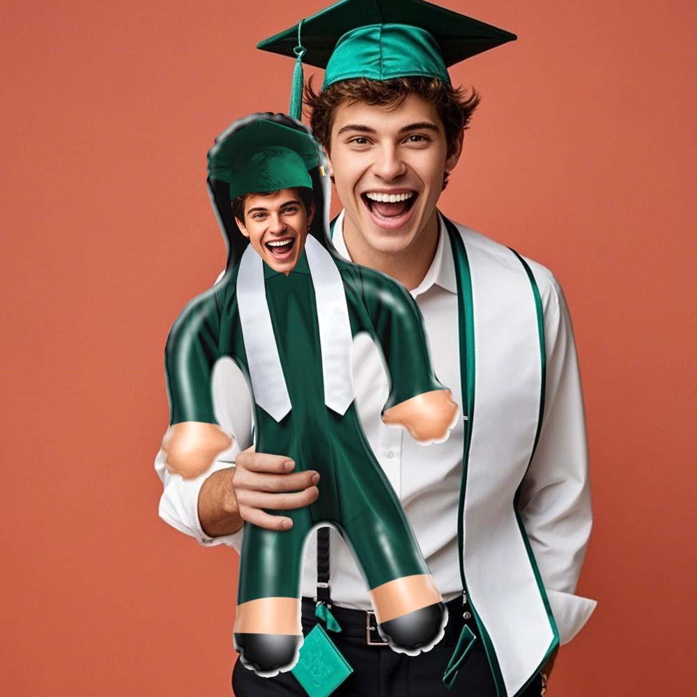 Custom Air Minime Dolls Green Cap & Gown Graduation Doll Personalized Face Inflatable - MyhawaiianshirtsUK