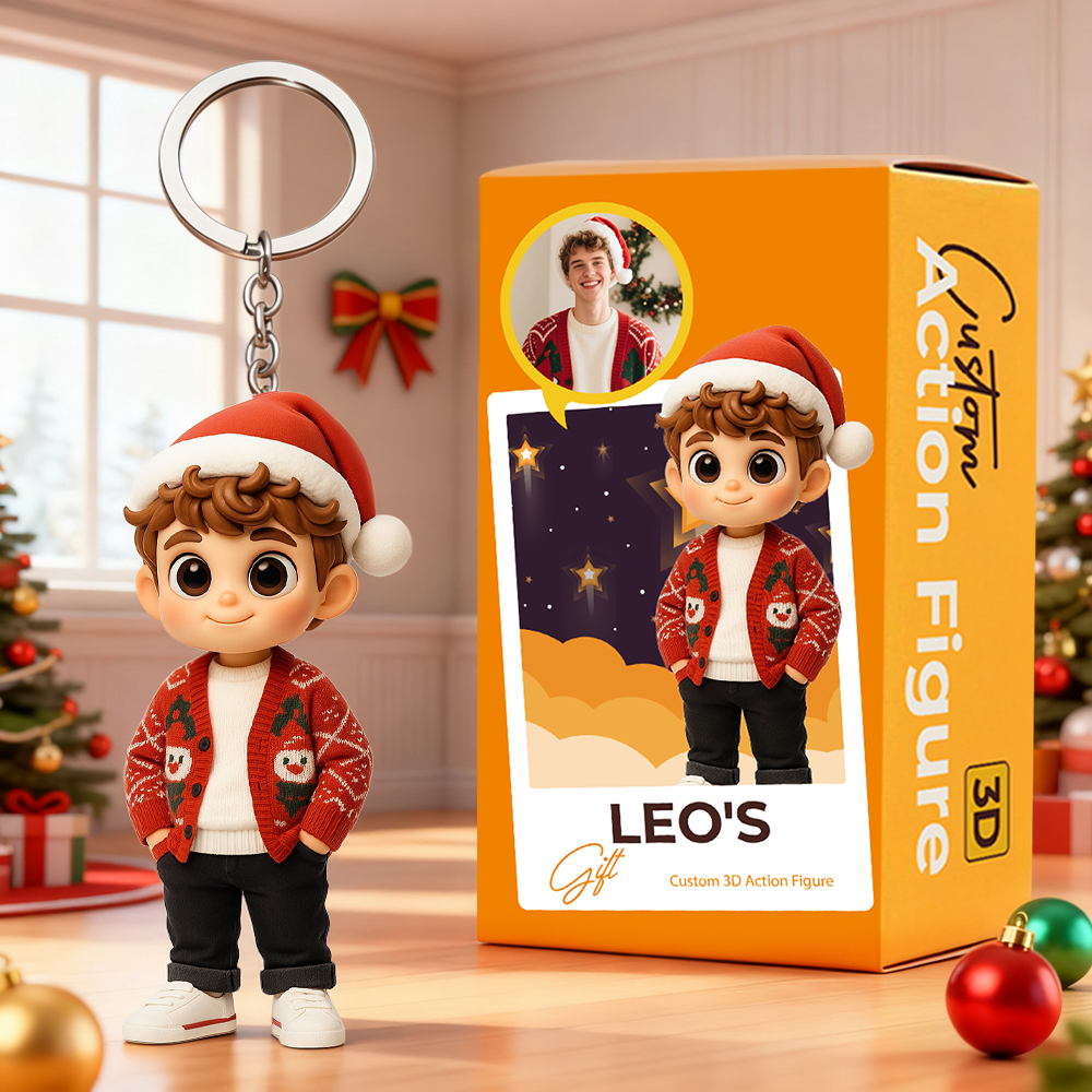 Porte-clés Miniature 3d Personnalisé À Partir De Votre Photo - Idée Cadeau De Noël Personnalisée Pour La Famille Et Les Amis - MyHawaiianShirtsFR