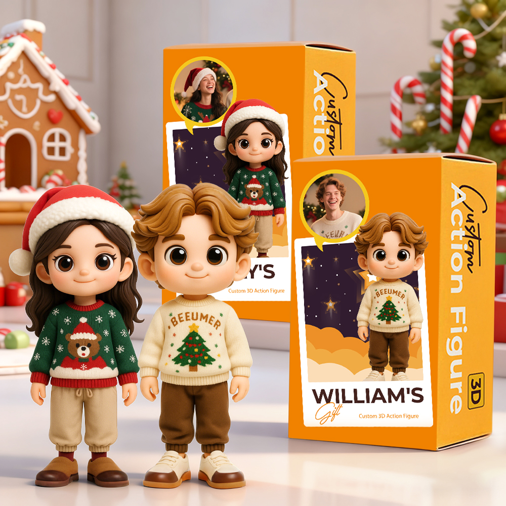 Figurine 3d Personnalisée À Partir D'une Photo. Un Cadeau De Noël Mignon Et Personnalisé Pour Hommes, Femmes Et Enfants. - MyHawaiianShirtsFR