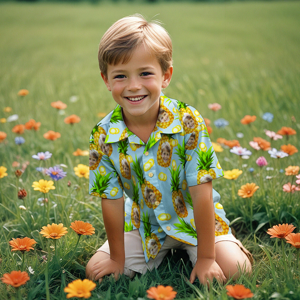 Fête De L'ananas - T-shirt Hawaïen Unisexe Personnalisé Pour Enfants-MyHawaiianShirtsFR