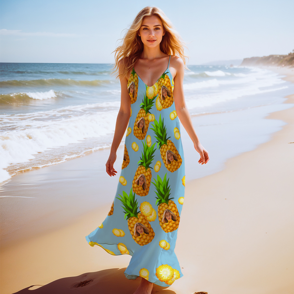 Fête De L'ananas - Robe Longue Hawaïenne Personnalisée Pour Femme