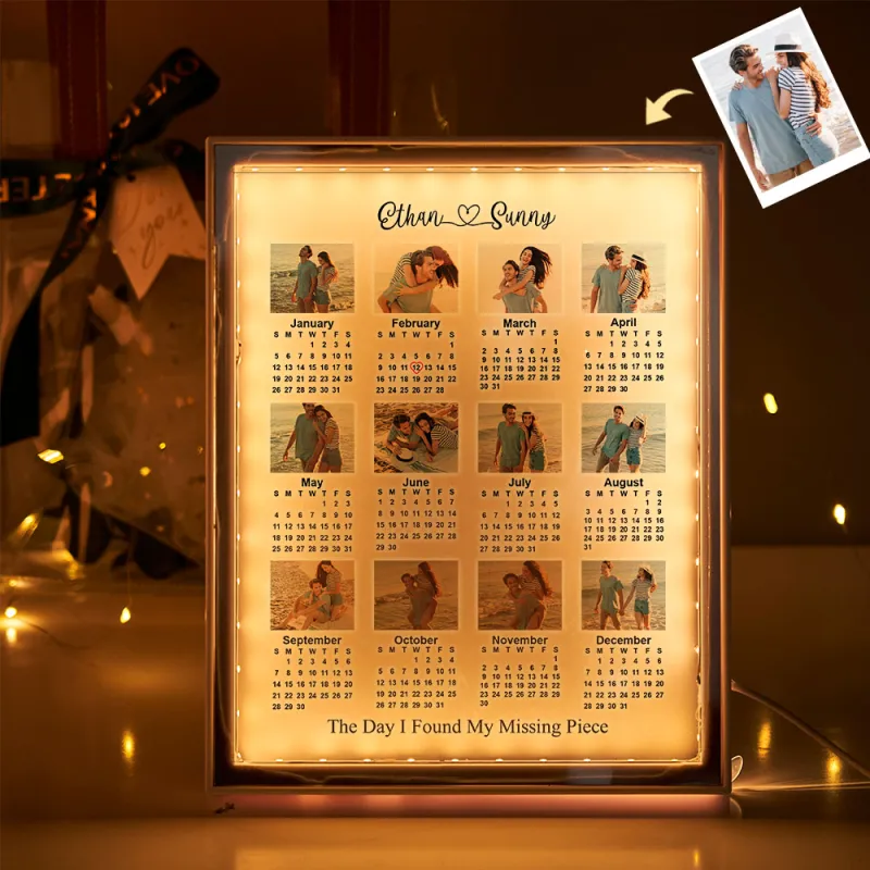 Boîte Lumineuse Miroir Calendrier 2026 Personnalisée Avec Photo