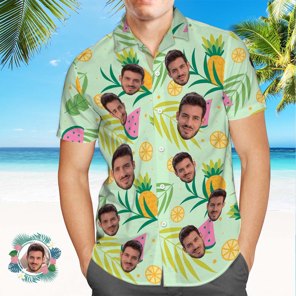 Chemise Hawaïenne À Imprimé Visage Personnalisé, Chemise Hawaïenne À Fleurs Aloha-MyHawaiianShirtsFR