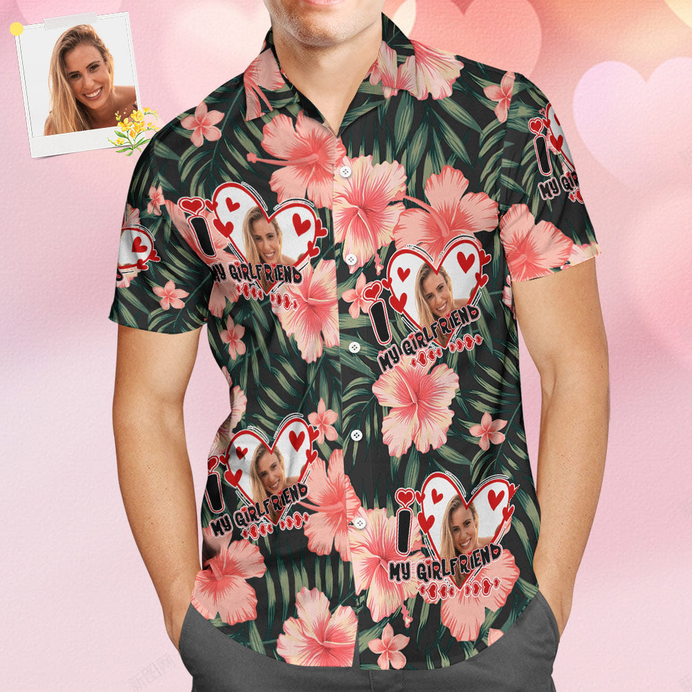 Chemise PersonnaliséeChemise Hawaïenne À Visage Personnalisé, Chemise Personnalisée Funky Imprimée Partout Pour Petit Ami-MyHawaiianShirtsFR
