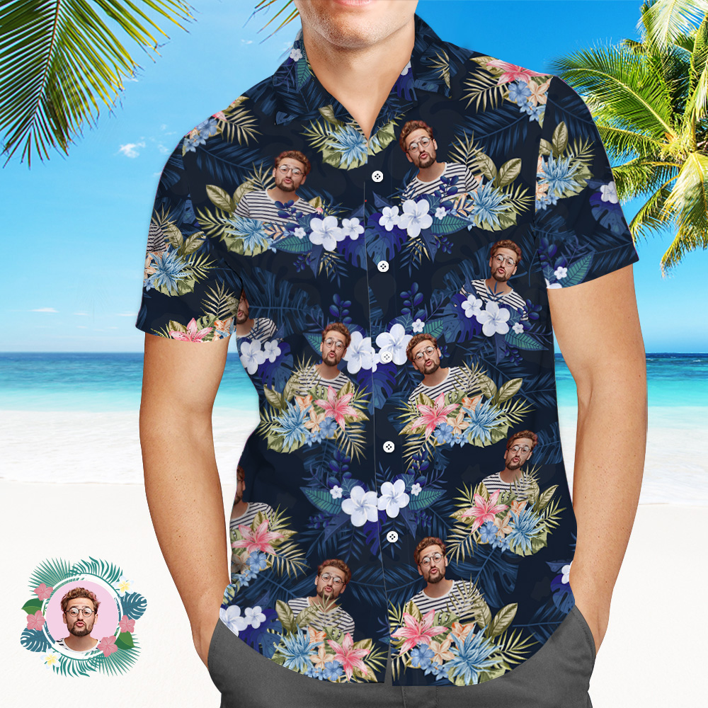 Chemise PersonnaliséeChemises Hawaïennes Vintage Pour Hommes, Chemises Boutonnées Personnalisées, Chemises De Plage Avec Photo, Cadeaux Pour Lui-MyHawaiianShirtsFR