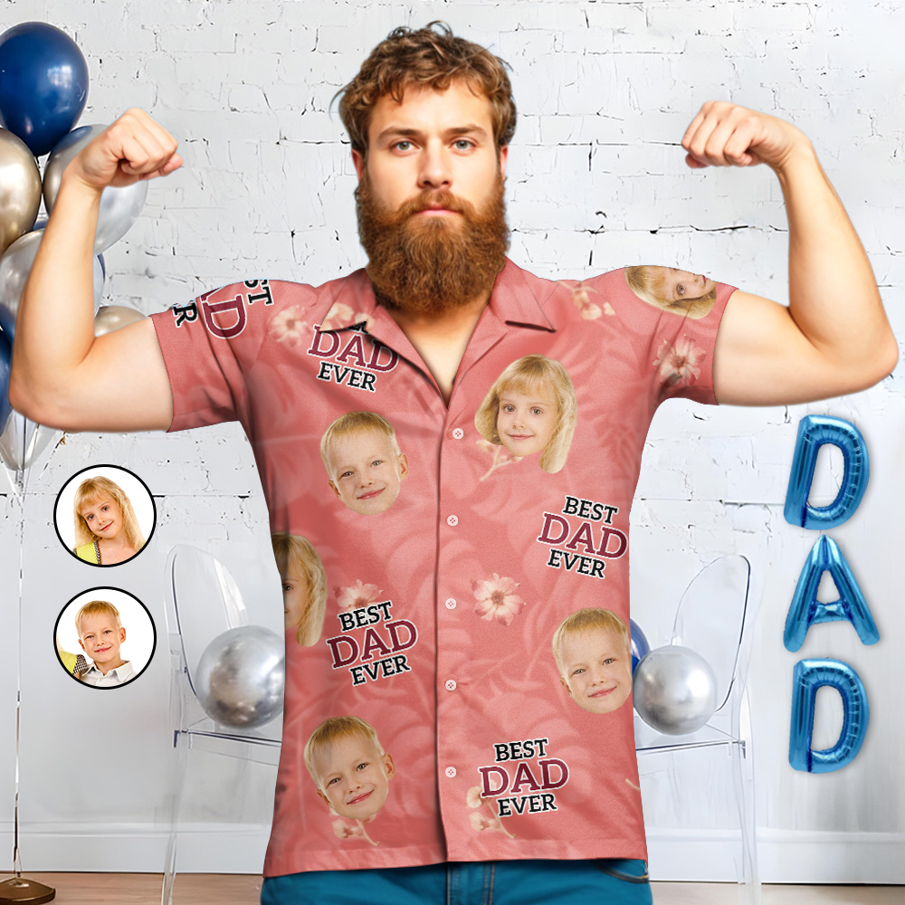 Chemise PersonnaliséePhoto Personnalisée Best Daddy Ever - Cadeau Personnalisé De Chemise Hawaïenne Aloha Pour Papa/grand-père-MyHawaiianShirtsFR