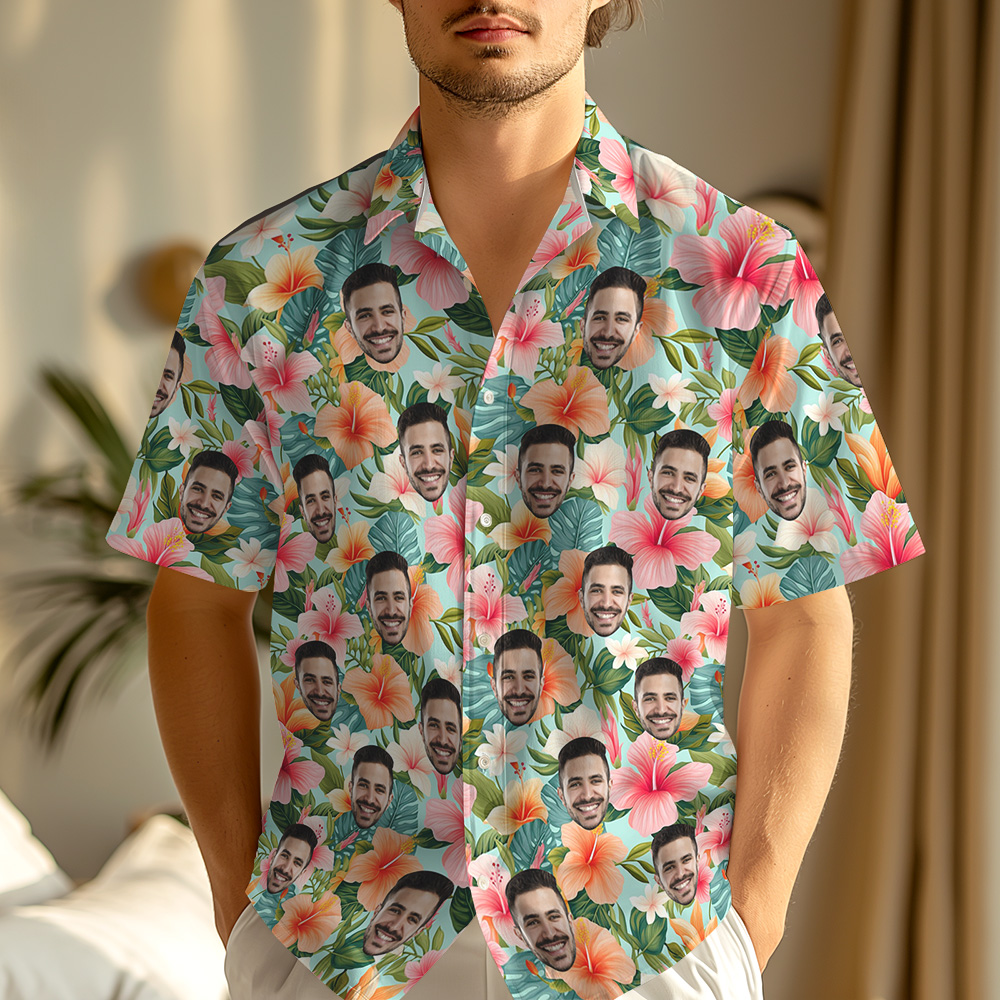 Chemise Hawaïenne Personnalisée Avec Imprimé De Fleurs Tropicales, Tenue D'été Amusante Et Personnalisée - MyHawaiianShirtsFR