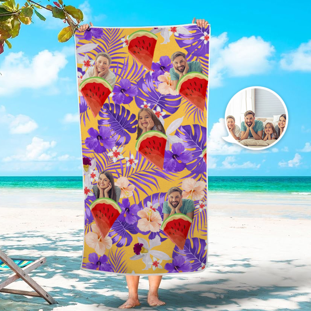 Serviette De Plage De Style Tropical Avec Photo Humaine Personnalisée-MyHawaiianShirtsFR